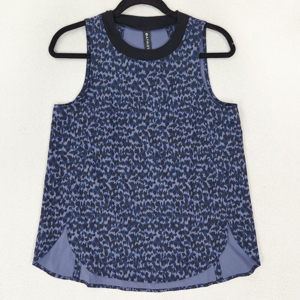 Athleta Shirt Womens Extra Small Purple Black Zephyr Print Tank Top Athletic